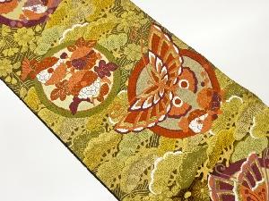 花丸文に蝶・松尽くし模様織出し袋帯